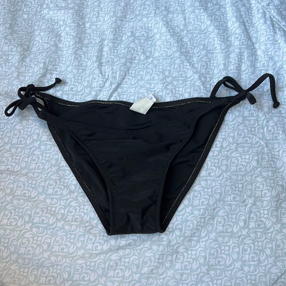 Black side tie swim bottoms